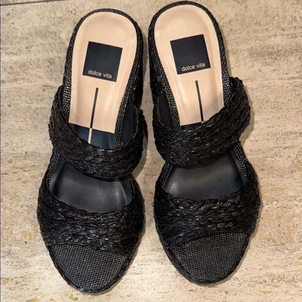 Dolce Vita Black Textured Mules